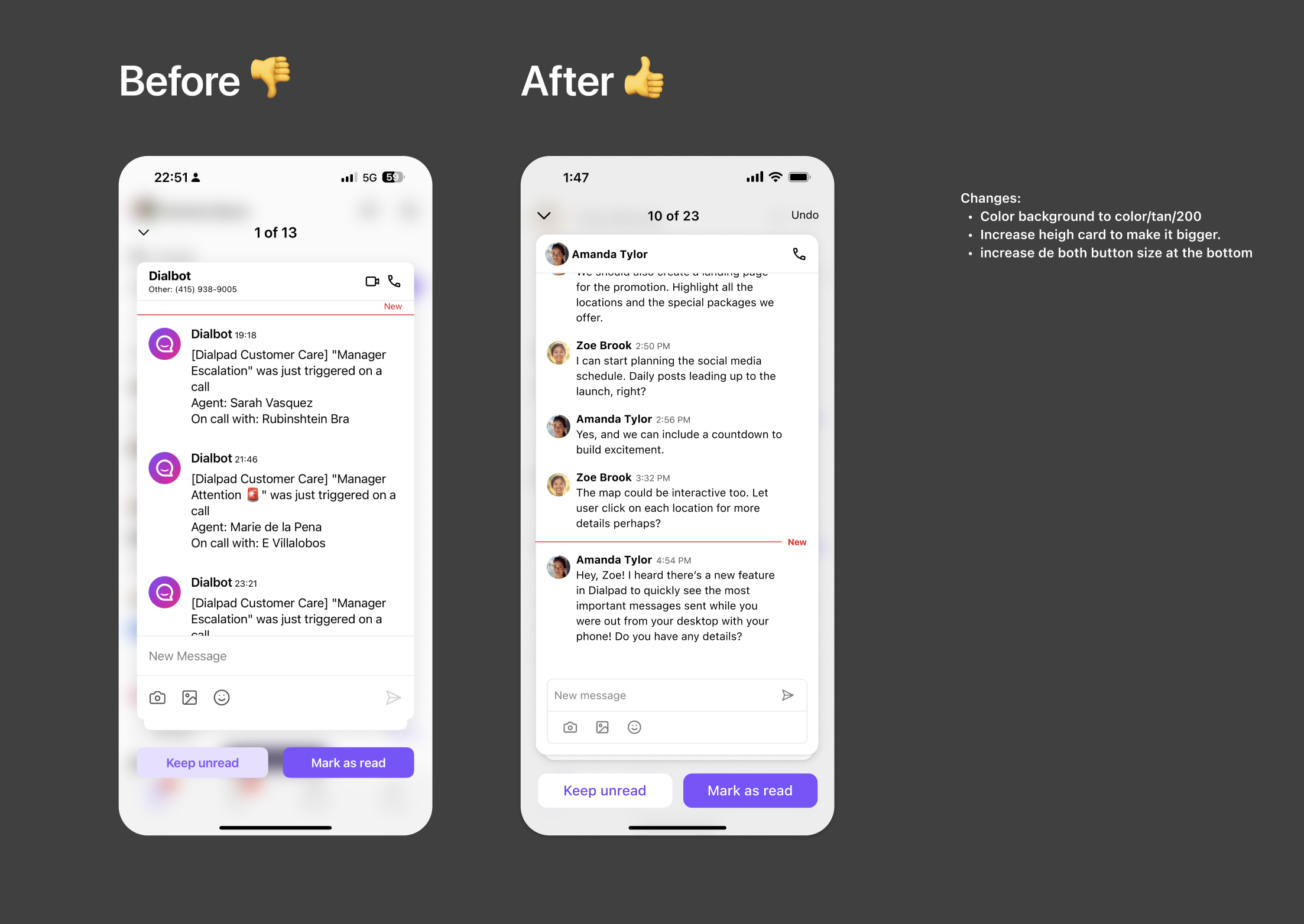 Before / after — UI polish